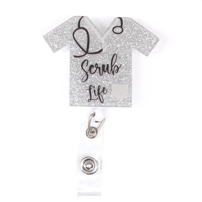 Scrub Life Badge Reel – Silver Glitter