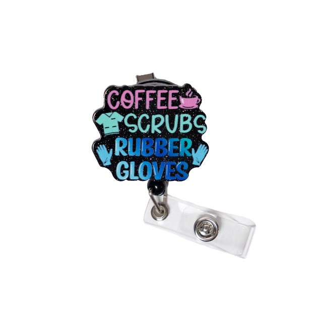 Coffee Scrubs Rubber Gloves - Badge Reel